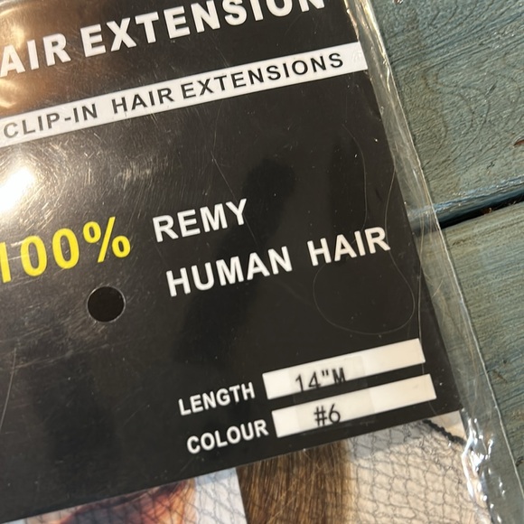 NWOT Hair Extension, Clip-in, 100% Remy Human Hair, Length 14”M, Color #6, Brown - Picture 2 of 5